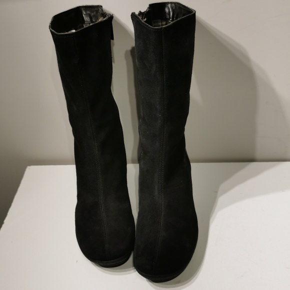 AQUATALIA  'Minnow' Black Suede Wedge Knee Boots: Size 8.5 M - Picture 4 of 15